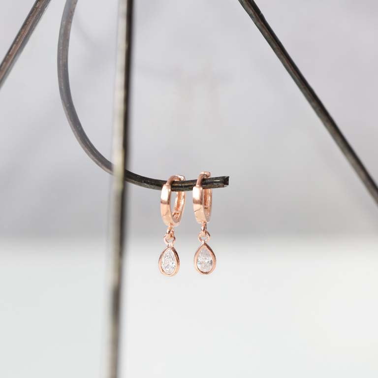Pear Shape Zircon Earrings Turkish Wholesale 925 Sterling Silver Jewelry